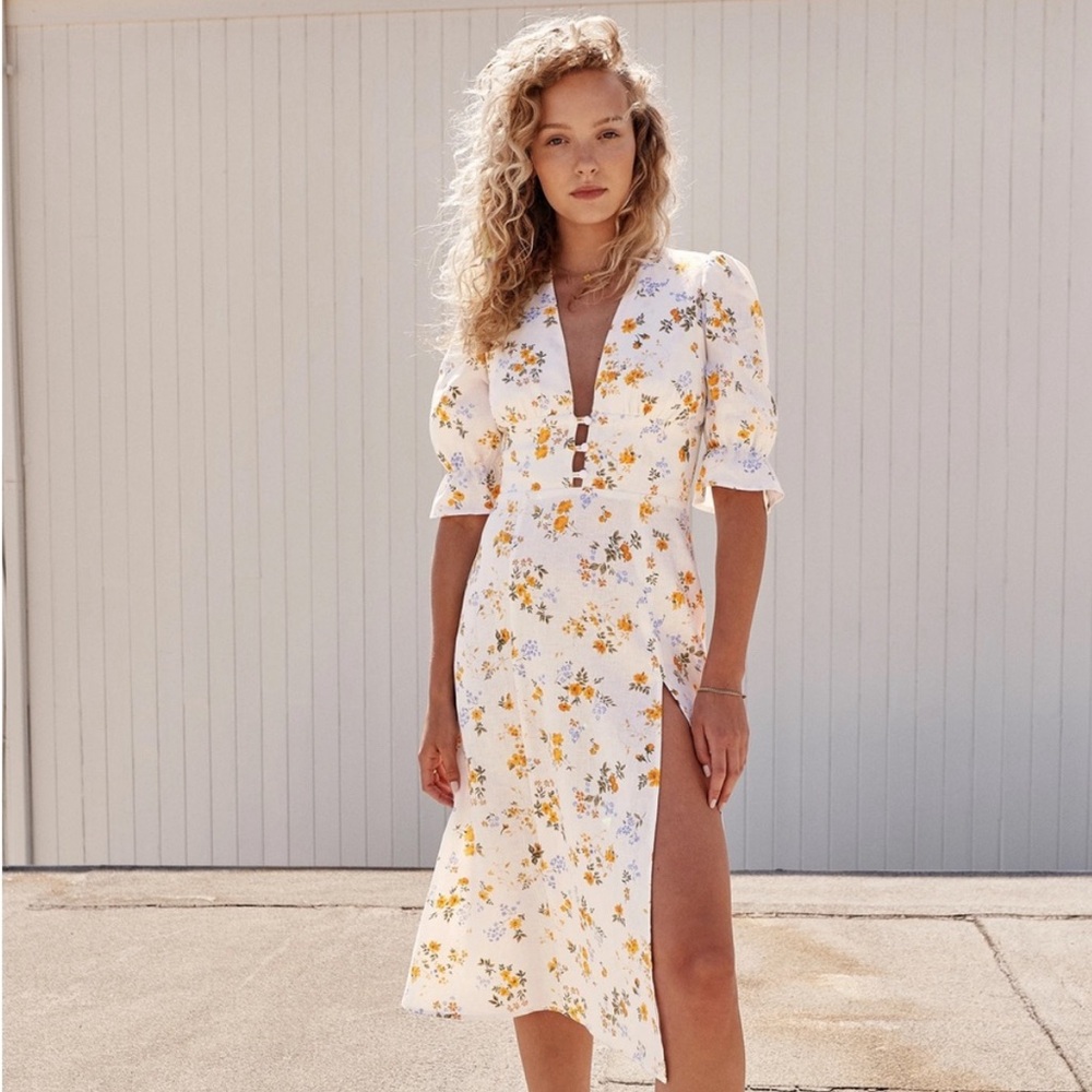 Reformation White Floral Dress